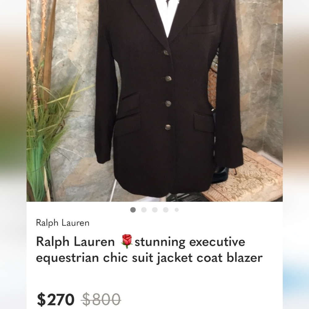 Vintage Ralph Lauren Equestrian Blazer Jacket with Horse Buttons Size 10 Wool - Picture 9 of 11